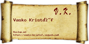 Vasko Kristóf névjegykártya